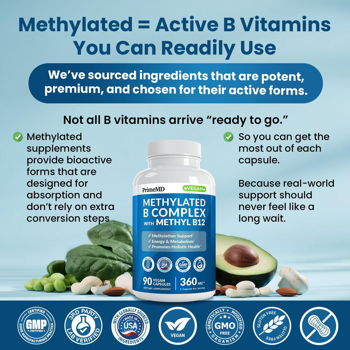 PrimeMD Methylated B Complex with B12 Methylcobalamin and Methyl Folate 1000 mcg - görsel 7