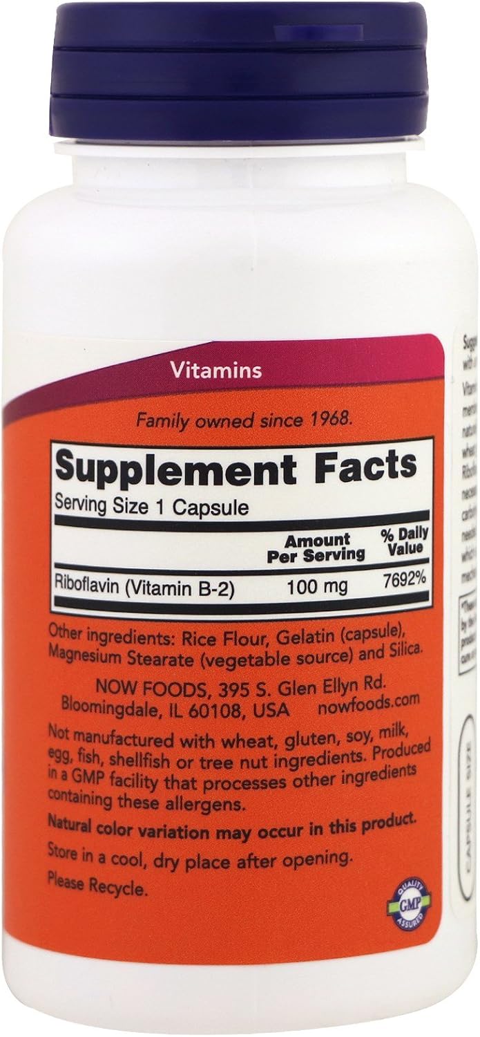 NOW Vitamin B-2 (riboflavin) 100mg, 100 Capsules (Pack of 3) - görsel 2