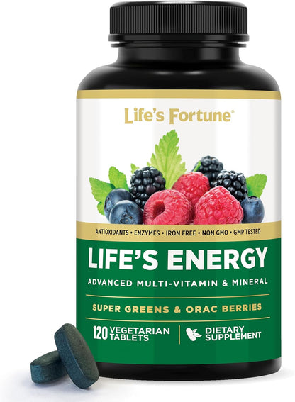 Life's Energy Advanced Daily Multivitamin with Super Greens - Energy & Immune Support - Non-GMO, Vegetarian - 120 Tablets