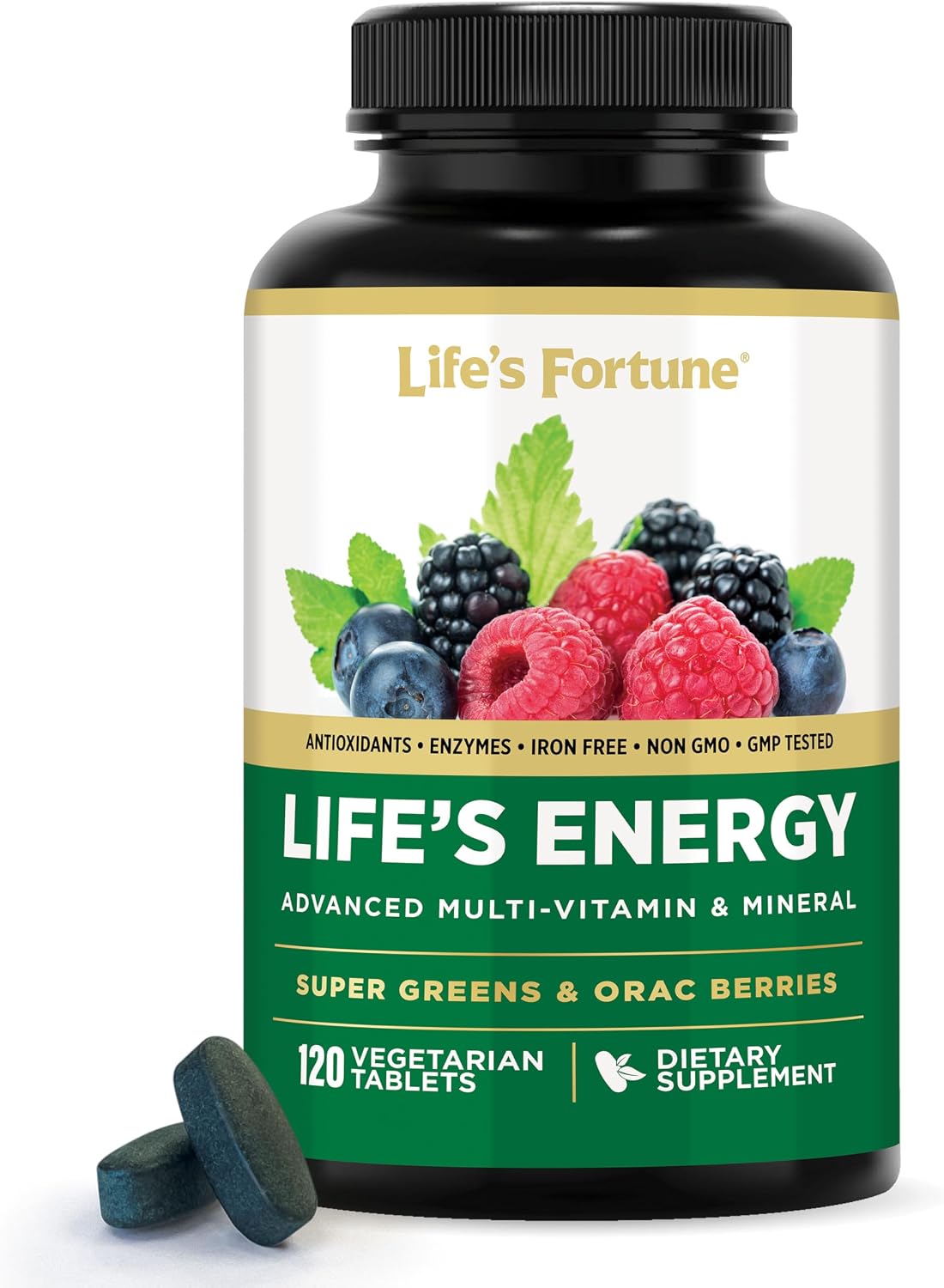 Life's Energy Advanced Daily Multivitamin with Super Greens – Iron Free, Vegetarian, 60 Tablets - görsel 8