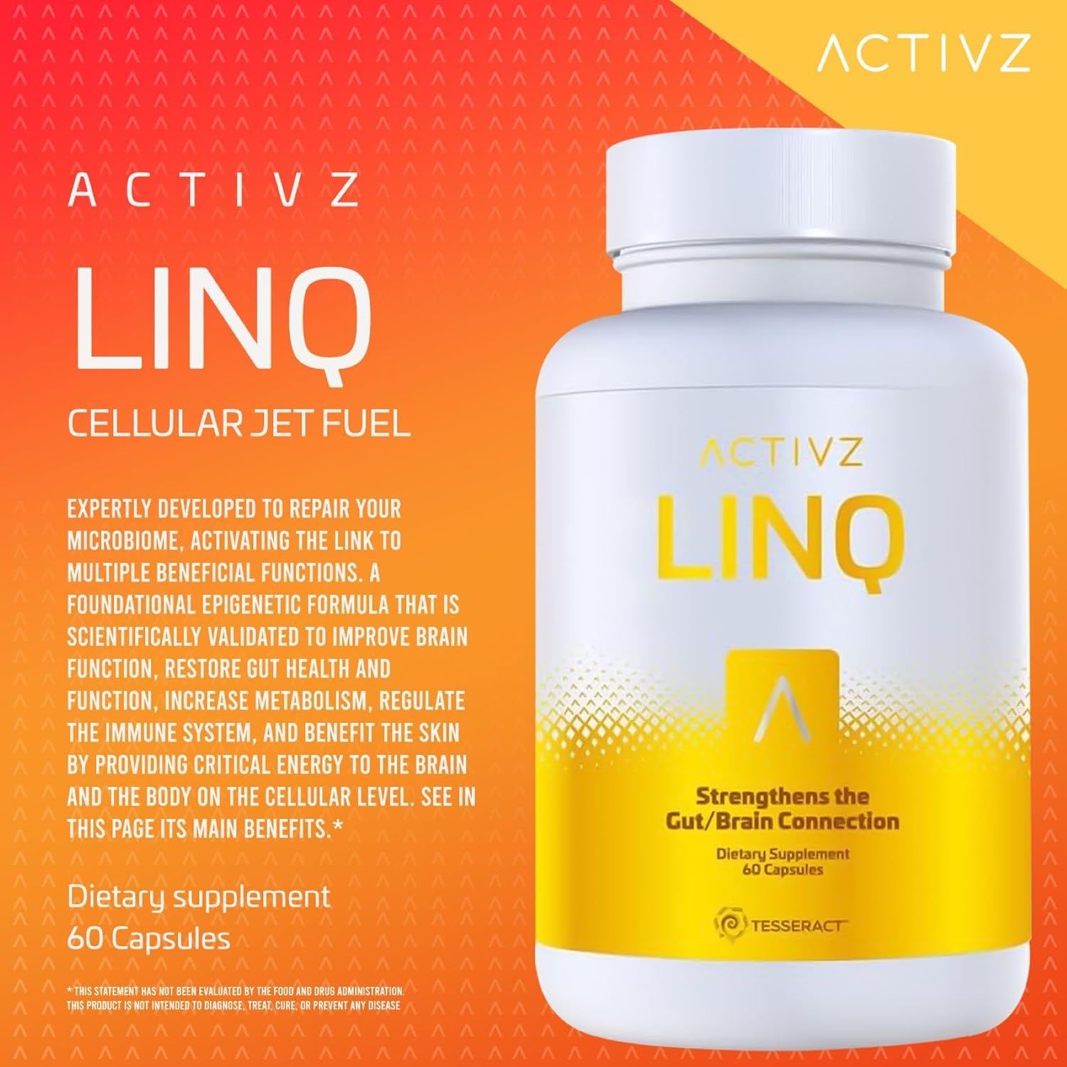 ACTIVZ LINQ - Advanced Epigenetic Formula for Brain Function, Gut Health, Skin Radiance and Immune Support - 60 Capsules - görsel 3