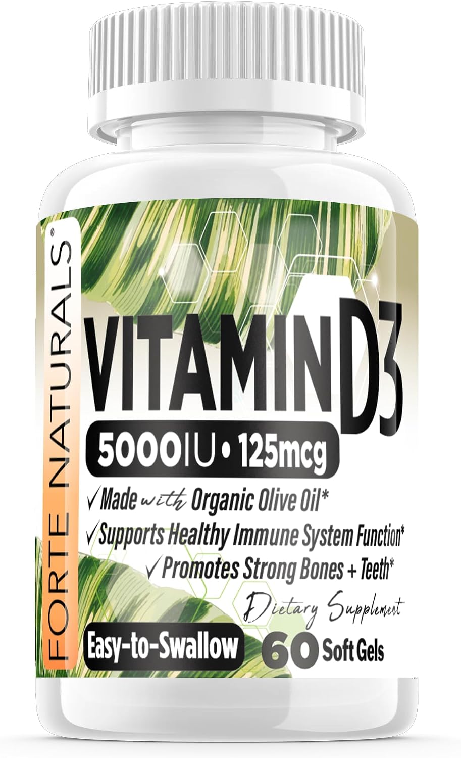 Forte Naturals Vitamin D3 5000 IU - 60 Soft gel capsule Capsules with Organic Olive Oil – Image 2