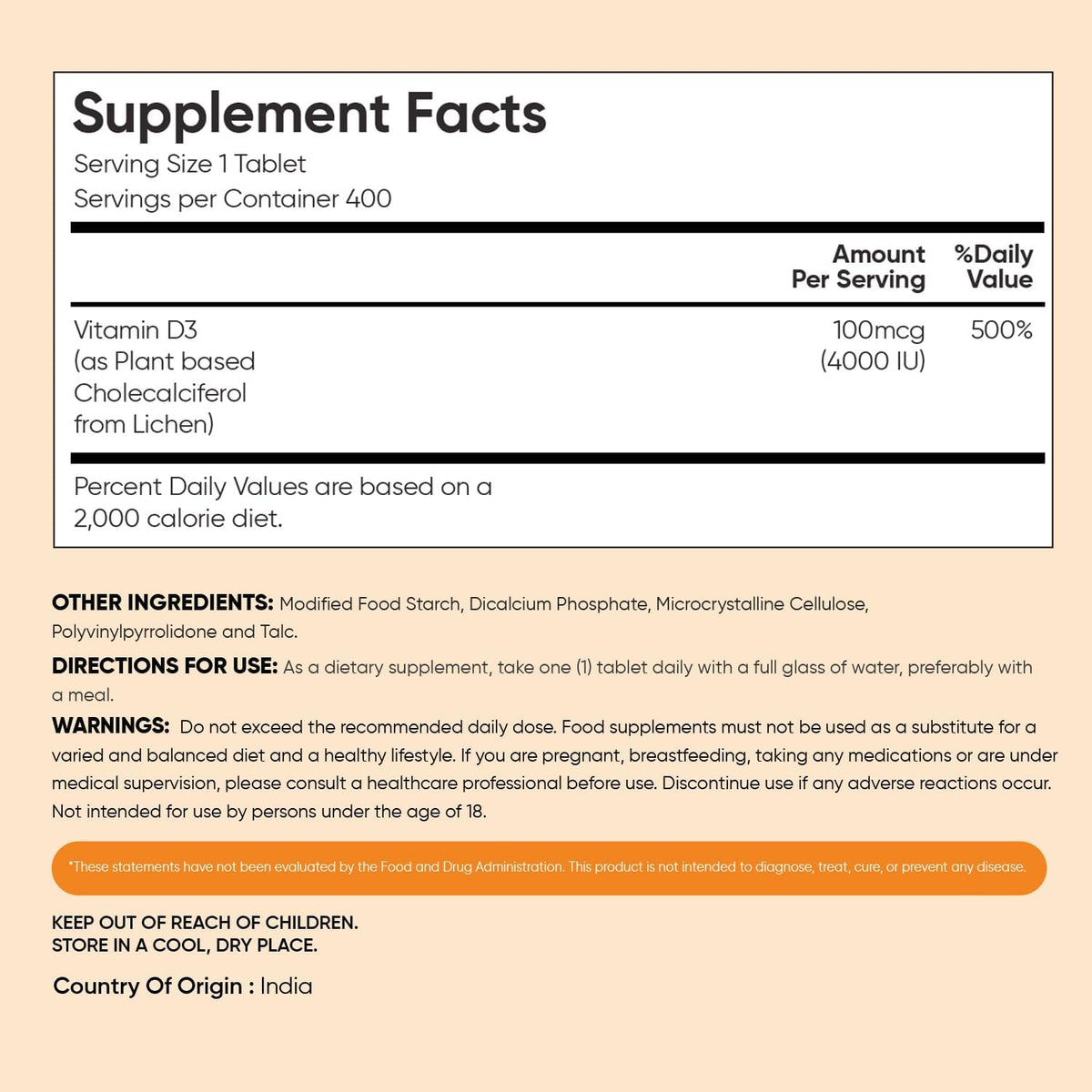 WeightWorld Vitamin D3 4000 IU (100mcg) - Vegan D3 from Lichen, 400 Tablets - görsel 4