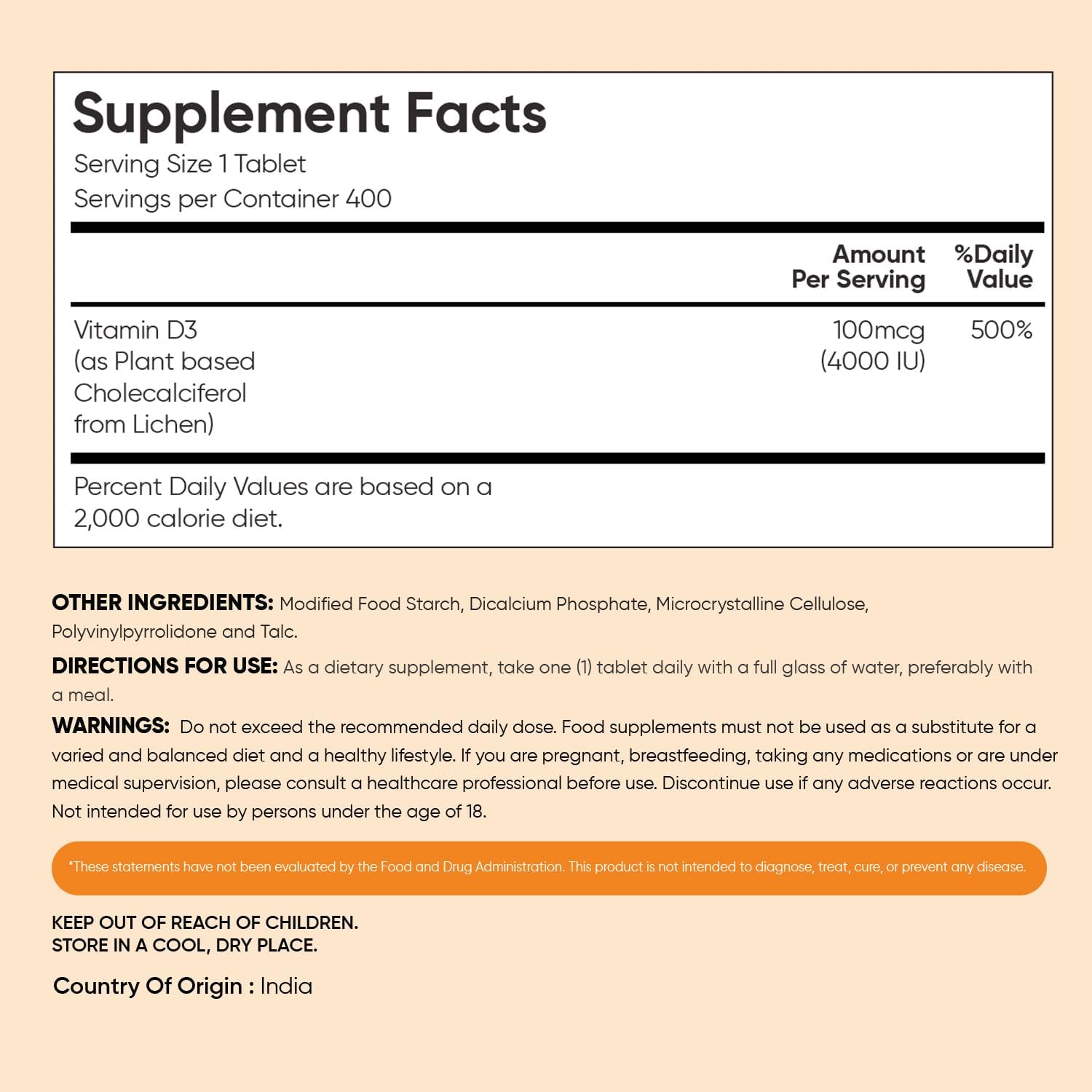 WeightWorld Vitamin D3 4000 IU (100mcg) - Vegan D3 from Lichen, 400 Tablets - görsel 4
