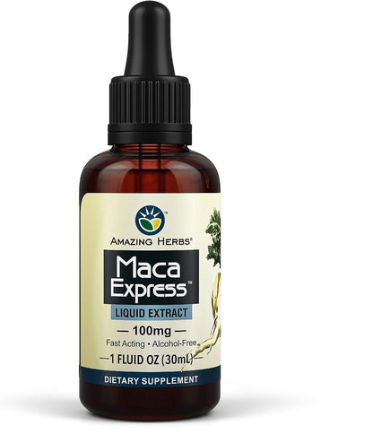 Amazing Herbs Maca Express Liquid Extract - Peruvian Maca Extract, Traditionally Used for Stamina, Energy, Endurance, and Mental Clarity - 30 ml