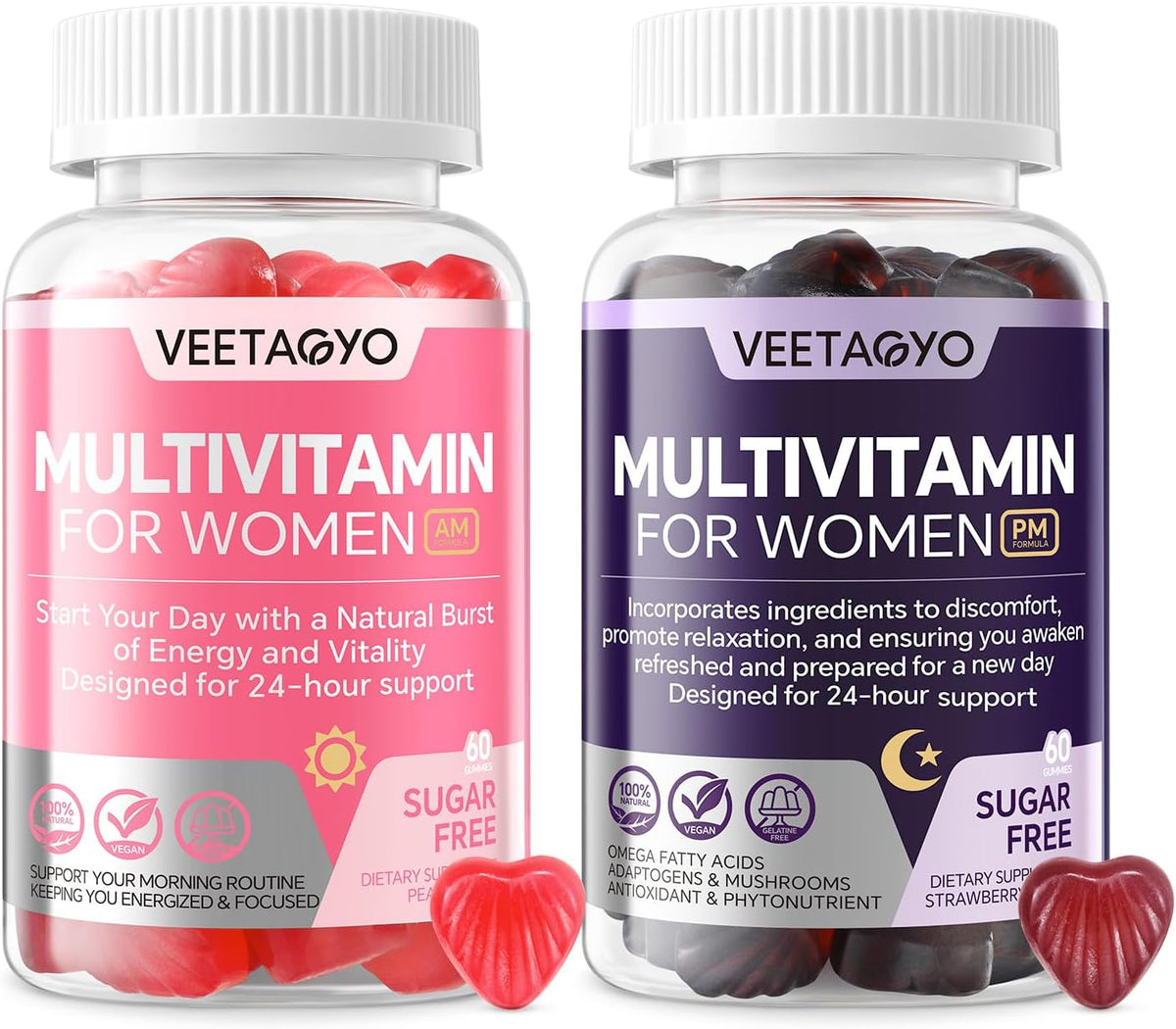 VEETAGYO Multivitamin for Women AM & PM – Sugar-Free, Vegan, 120 Gummies - görsel 1