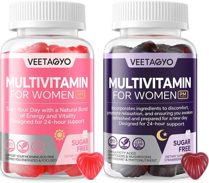 VEETAGYO Multivitamin for Women AM & PM – Sugar-Free, Vegan, 120 Gummies