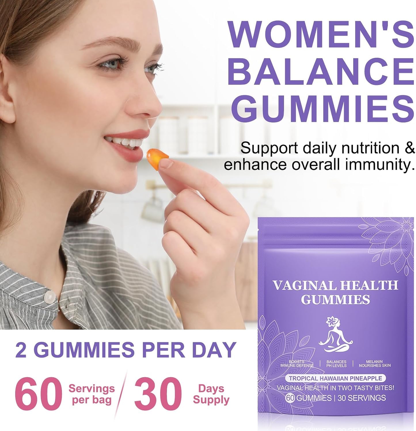 Pineapple Gummies for Women's pH Balance – 120 Count – Vegan & Low Sugar - görsel 6