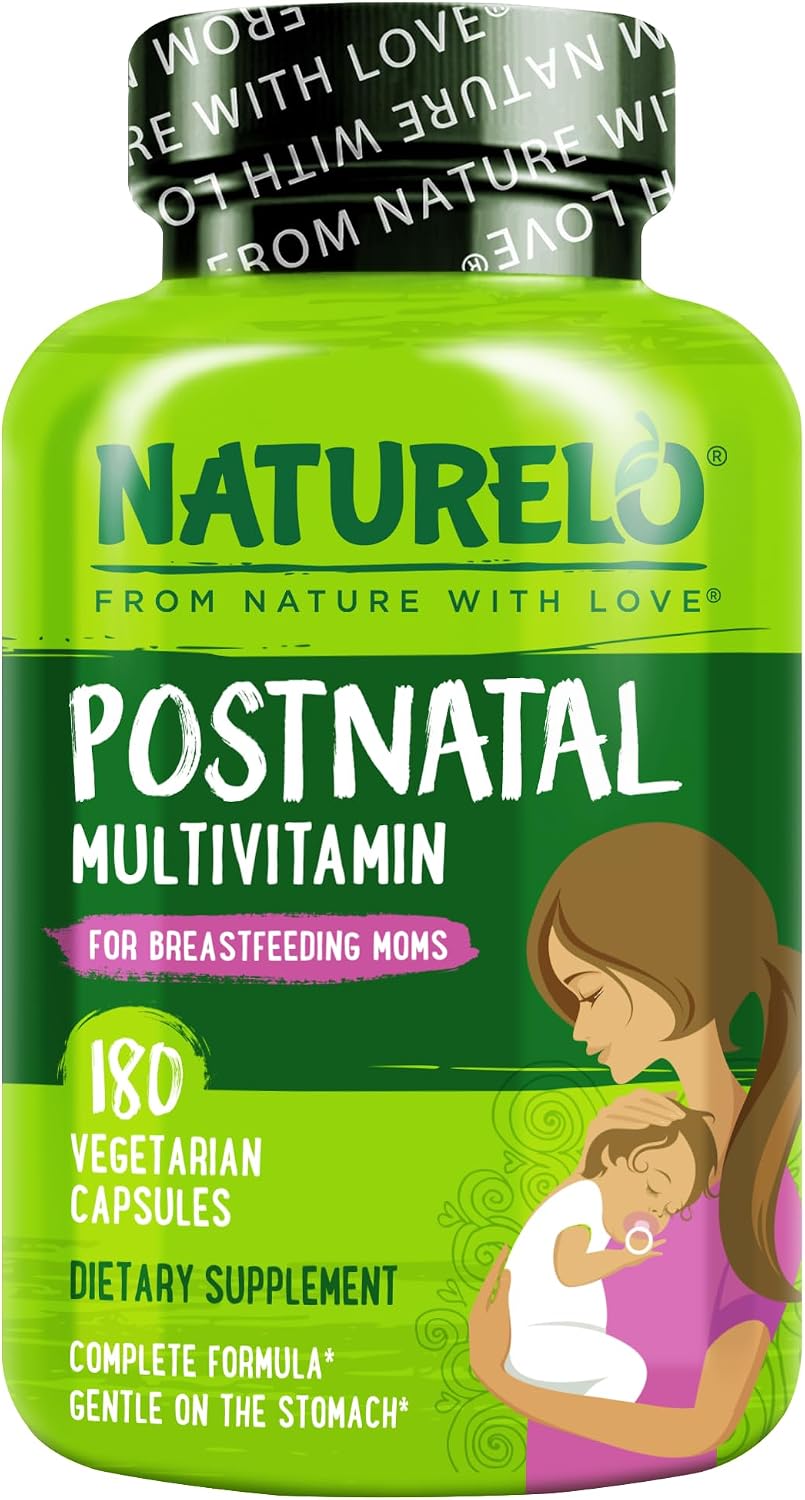 NATURELO Postnatal Multivitamin | Plant-Based Supplement for Breastfeeding Women | 180 Capsules - görsel 1