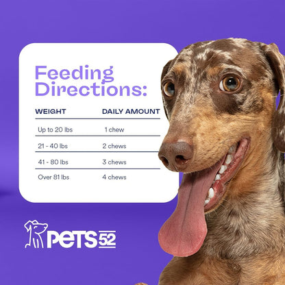 Pets 52 - Digestive Dog Probiotics with Enzymes: Supports Healthy Gut Flora, Boosts Immune Function, Promotes Stomach Comfort, Vet-Strength Formula for Improved Digestion - 30-Day Supply