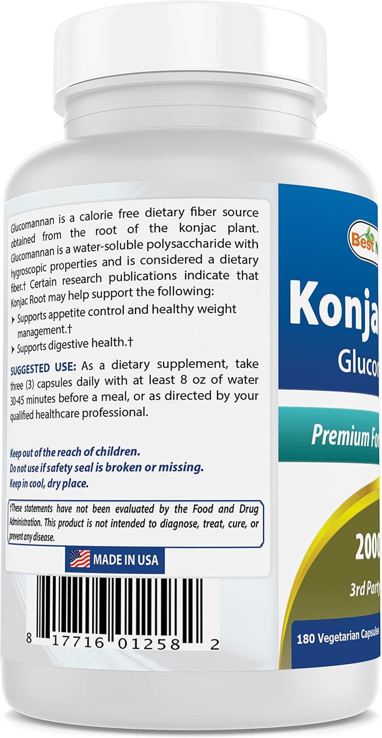 Best Naturals Konjac Root 2000mg, 180 Capsules - görsel 6