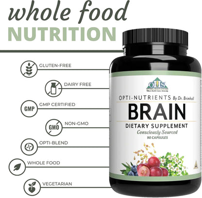 Optimum Health Systems Brain – Comprehensive Nootropic Blend for Memory, Mood & Focus (90 Capsules)