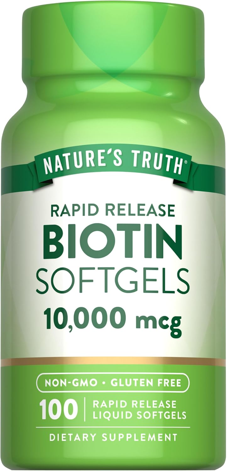 Nature's Truth Biotin 10,000mcg Rapid Release Softgels - 100 Count - görsel 1