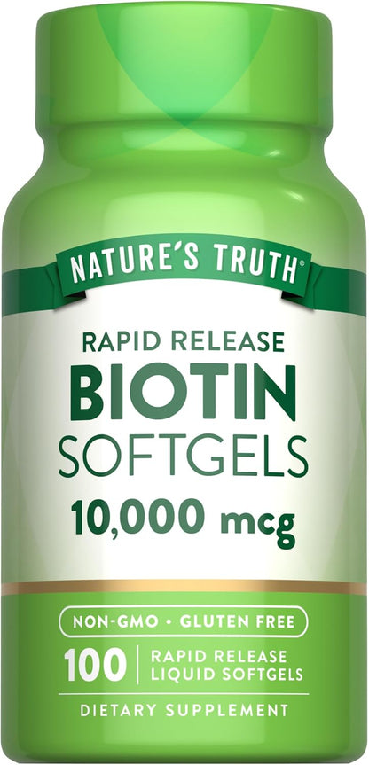 Nature's Truth Biotin 10,000mcg Rapid Release Softgels - 100 Count