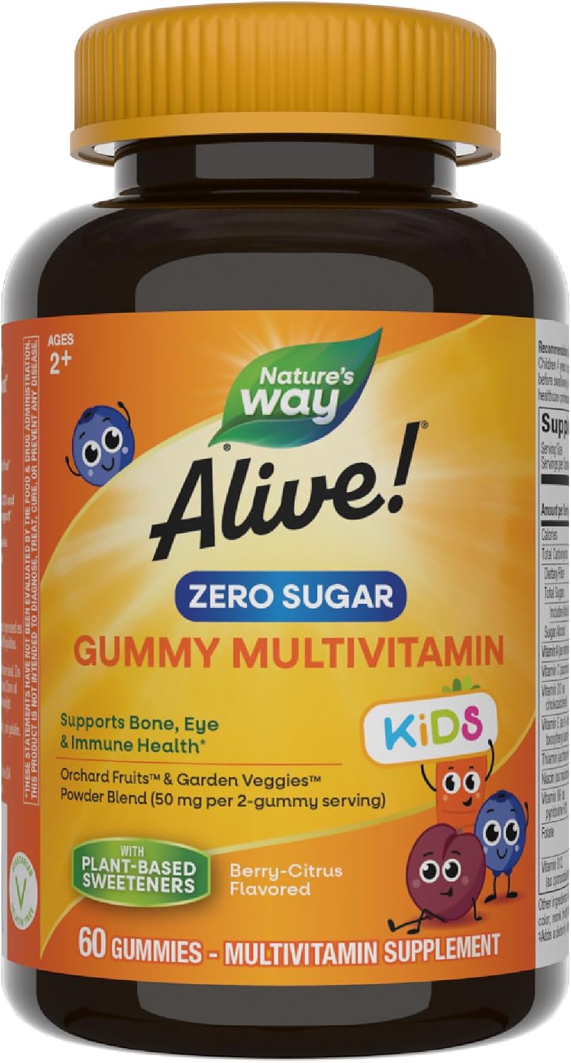 Nature's Way Alive! Kids Zero Sugar Gummy Multivitamins - Berry Citrus - 60 Gummies - görsel 1