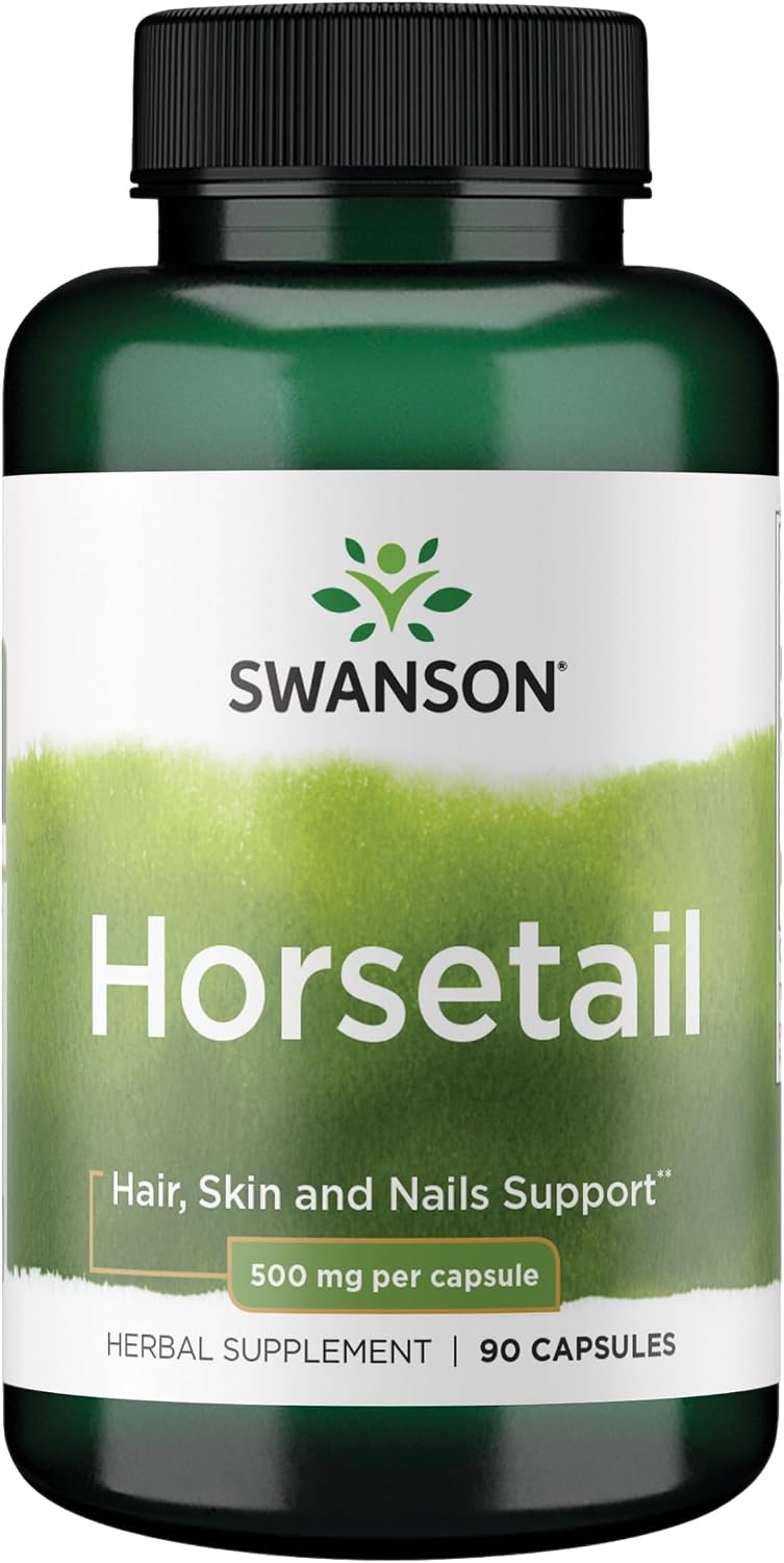 Swanson Horsetail - Herbal Supplement for Healthy Hair, Skin & Nails - 500 mg, 90 Capsules - görsel 1