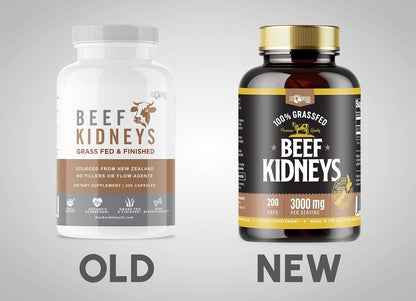Grass-Fed Beef Kidney Supplement - 200 Capsules (3000mg per Serving) - New Zealand Sourced