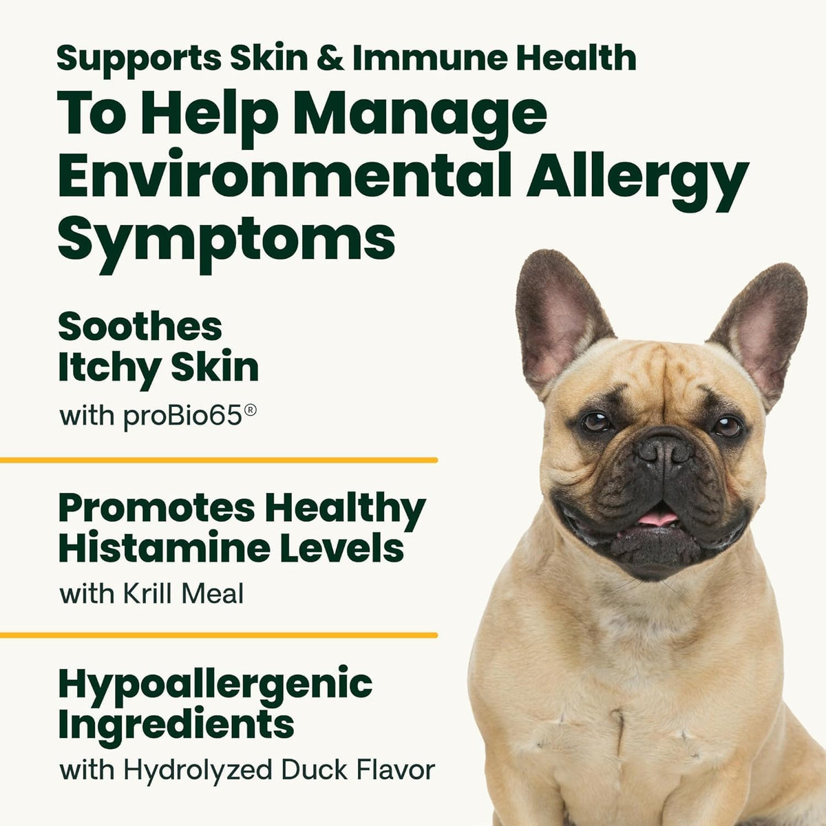 VetriScience Allergy Plus Immune Support Supplement for Dogs, Duck Flavour, 75 Chews - görsel 3