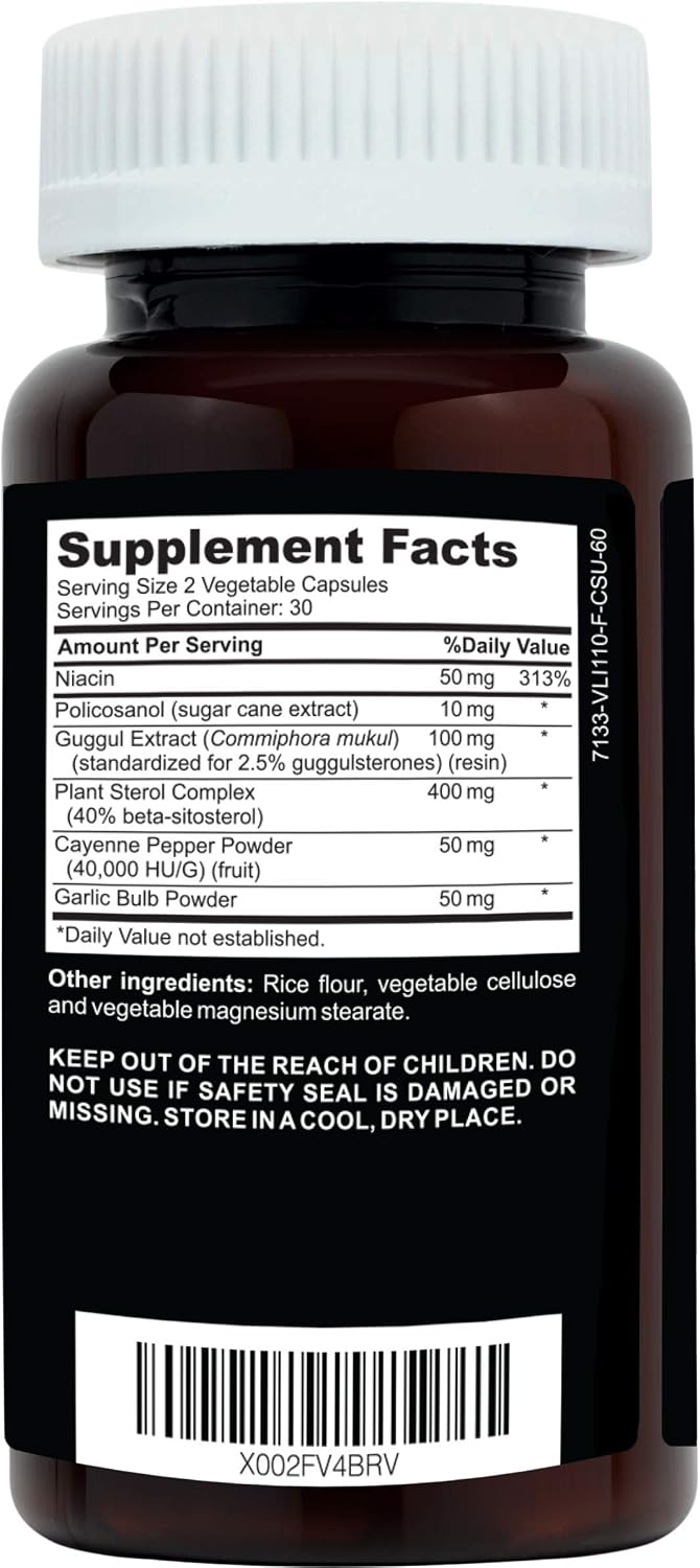 Clinical Daily Cholesterol Support Supplement - Vegan Food Supplement with Plant Sterols, Guggul, Garlic and Niacin - 60 Capsules - görsel 4