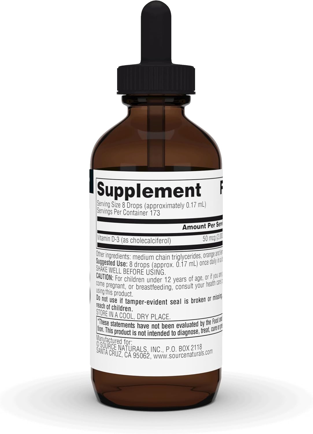 Source Naturals Vitamin D-3 Liquid Drops, 2000 IU, 30 ml - görsel 3