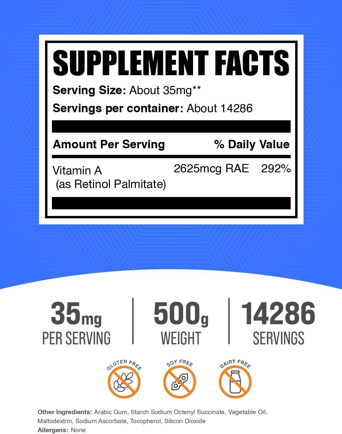 Vitamin A Palmitate Powder – Retinol Palmitate Supplement, 500g - görsel 2