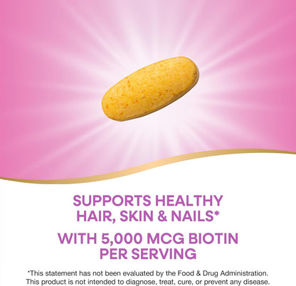 Nature's Way Extra Strength Biotin Forte, Contributes to Normal Hair, Skin and Nails, 5,000 mcg per Serving, High Potency B-Vitamins, Vitamin C, 60 Vegan Tablets