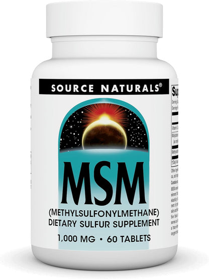 Source Naturals MSM (methylsulphonylmethane), 1000 mg - 60 Tablets