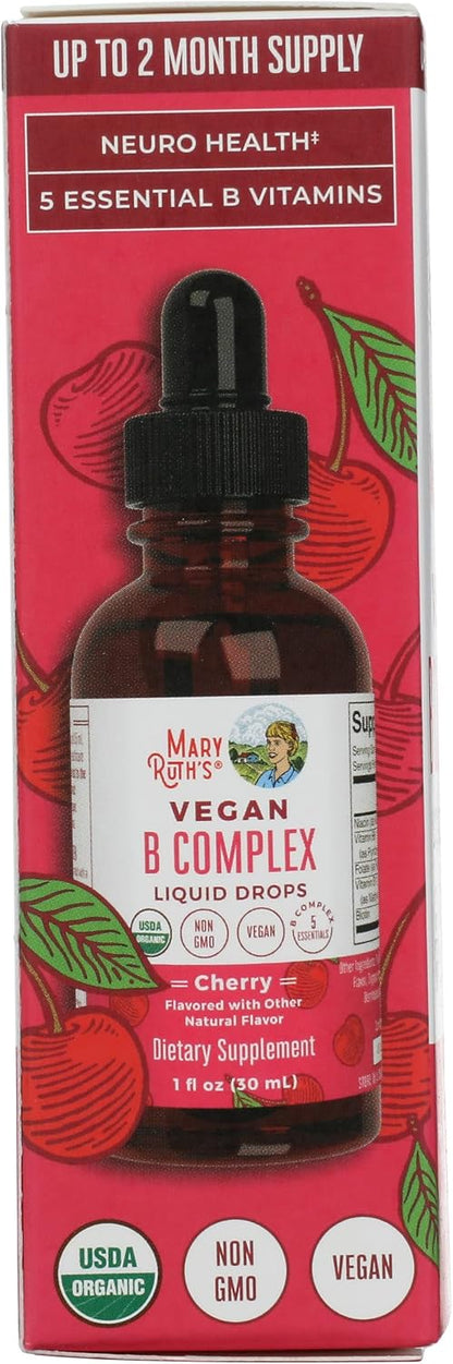 Mary Ruth's Vitamin B Complex Drops – Organic Tart Cherry, 30 ml