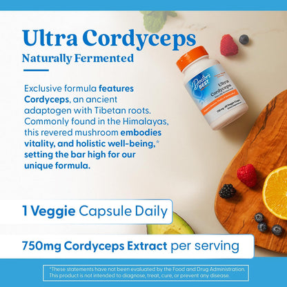 Doctor's Best Ultra Cordyceps Supplement – 750 mg, 60 Vegan Capsules