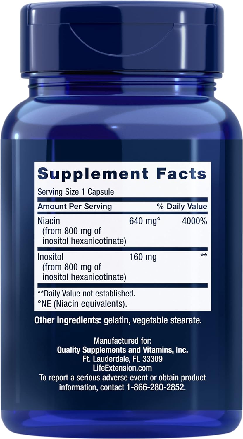 Life Extension No Flush Niacin, B3 for Heart Health & Energy Support, 100 Capsules - görsel 2