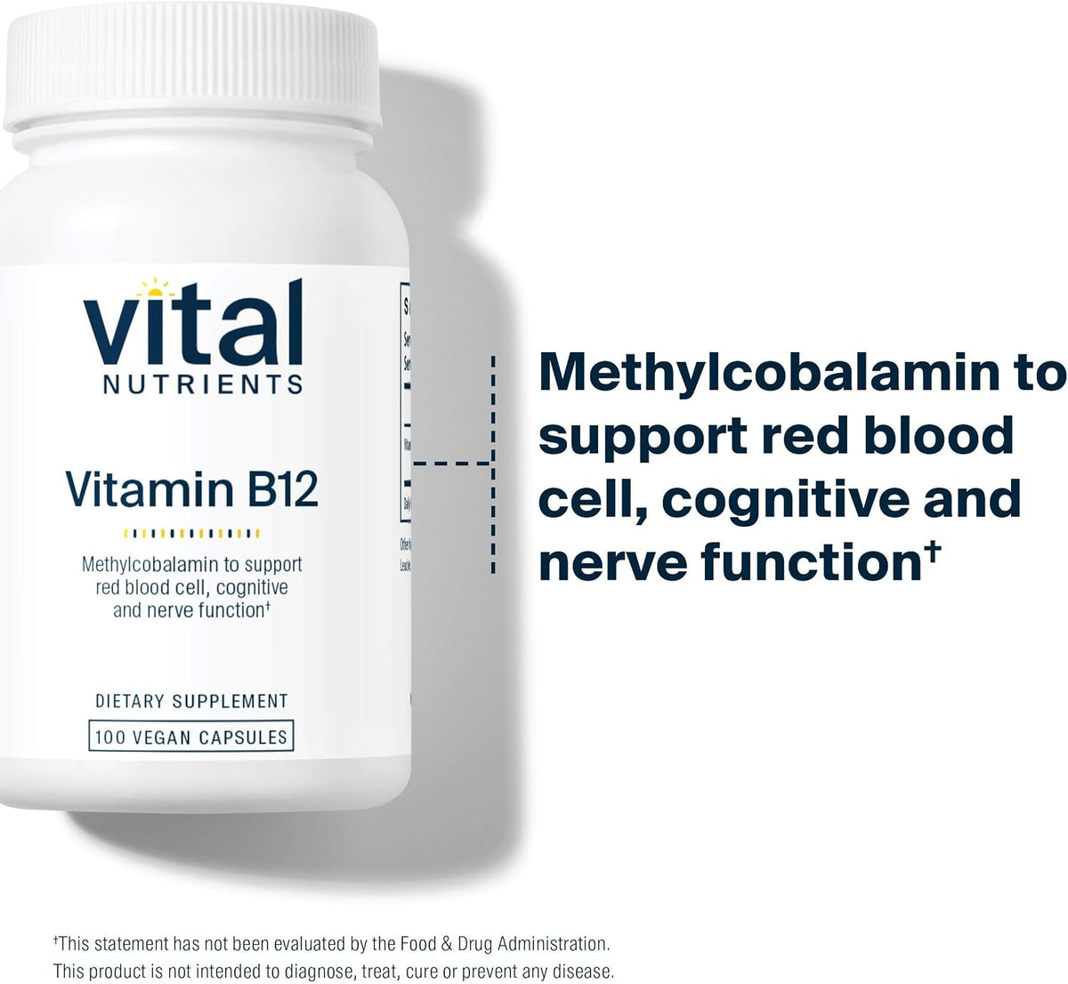 Vital Nutrients Vitamin B12 1000mcg - Vegan - Methylcobalamin for Metabolism, Cognitive & Nervous System Health - High-Potency B12 Supplement - Gluten, Dairy, Soy Free - 100 Capsules - görsel 5