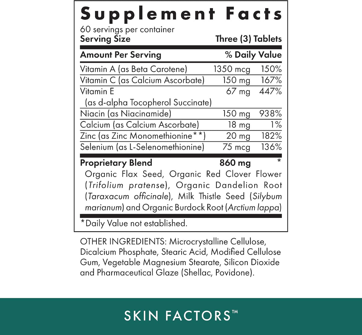 Michael's Health Skin Factors - 90 Vegetarian Tablets - Daily Formula for Youthful-Looking Skin - görsel 2