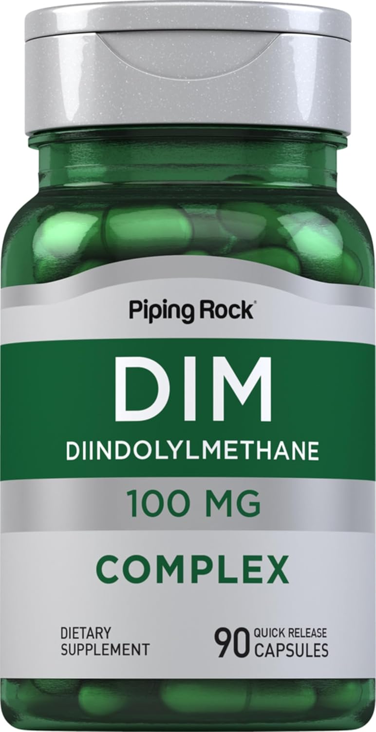 Piping Rock DIM Supplement, 100 mg, 90 Capsules, for Women and Men, Diindolylmethane Complex, Non-GMO, Gluten-free - görsel 1