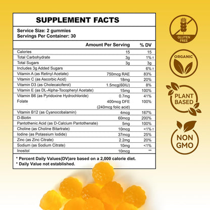 Aromlife Fibro Inositol Gummies - Natural Folate & Vitamins B6 & B12 - 60 Orange Flavour Women's Gummies for Daily Balance