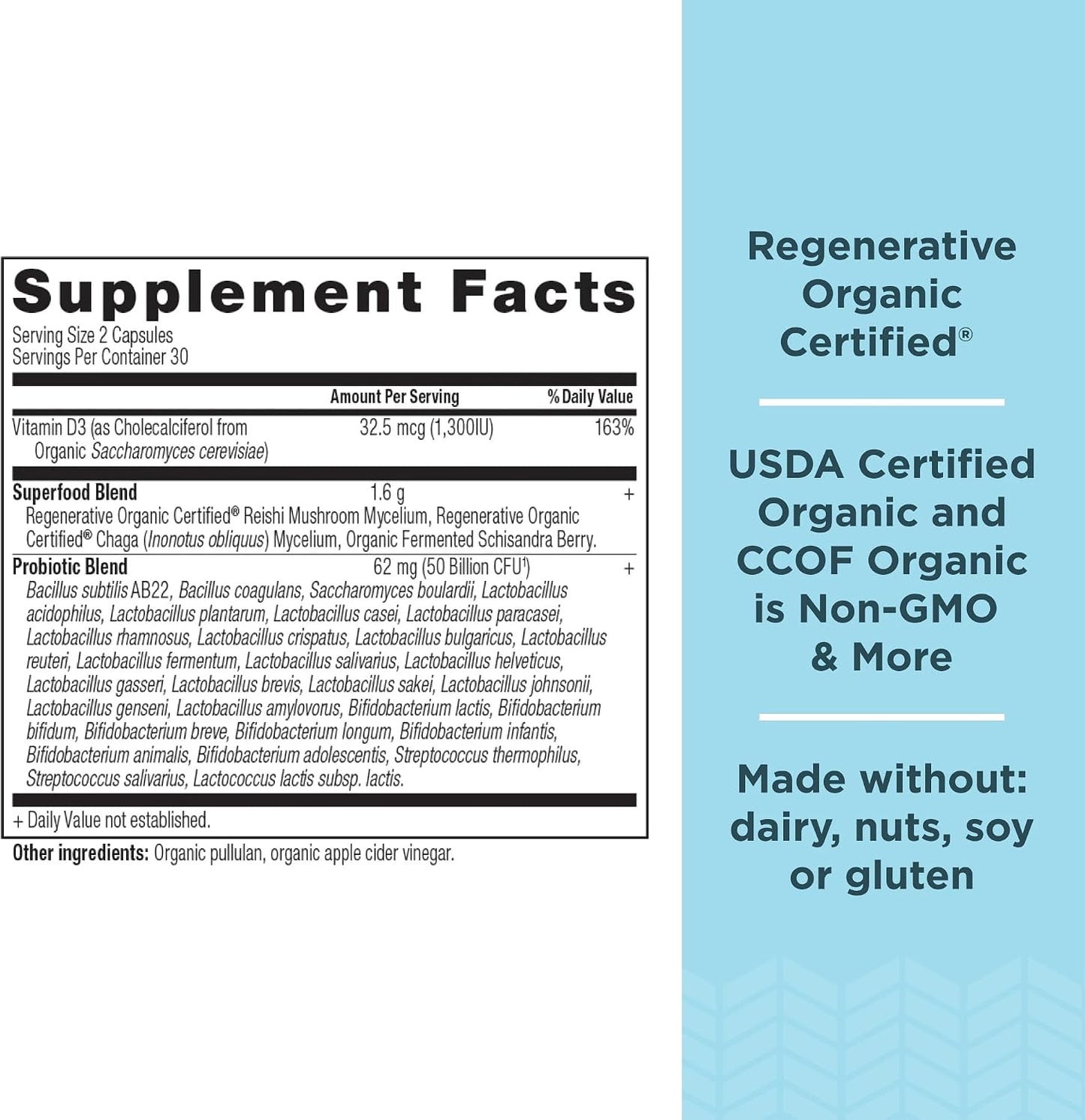 Ancient Nutrition Regenerative Organic Certified Probiotics for Women, Extra Strength, Digestive and Immune Support, 50 Billion CFUs* Per Serving, 60 Count - görsel 2