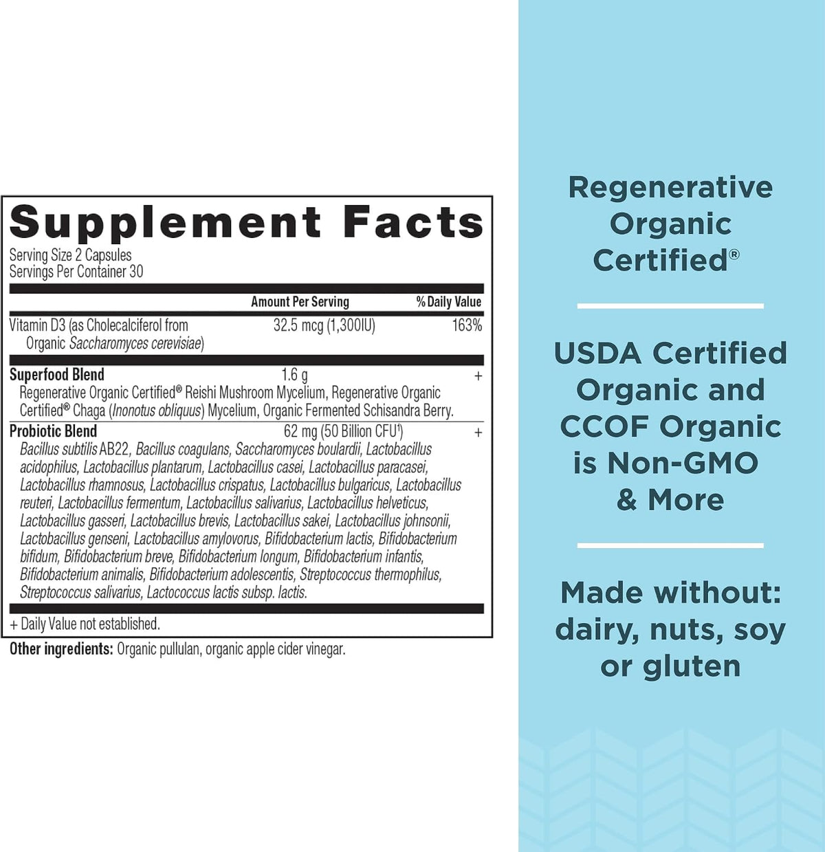 Ancient Nutrition Regenerative Organic Certified Probiotics for Women, Extra Strength, Digestive and Immune Support, 50 Billion CFUs* Per Serving, 60 Count - görsel 2