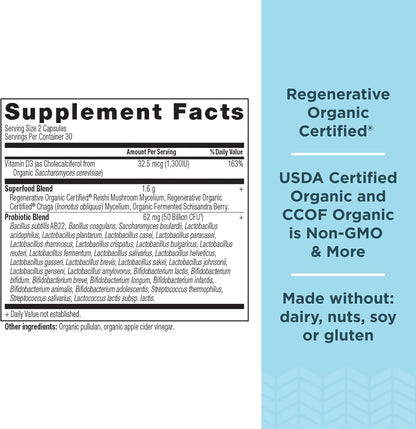 Ancient Nutrition Regenerative Organic Certified Probiotics for Women, Extra Strength, Digestive and Immune Support, 50 Billion CFUs* Per Serving, 60 Count