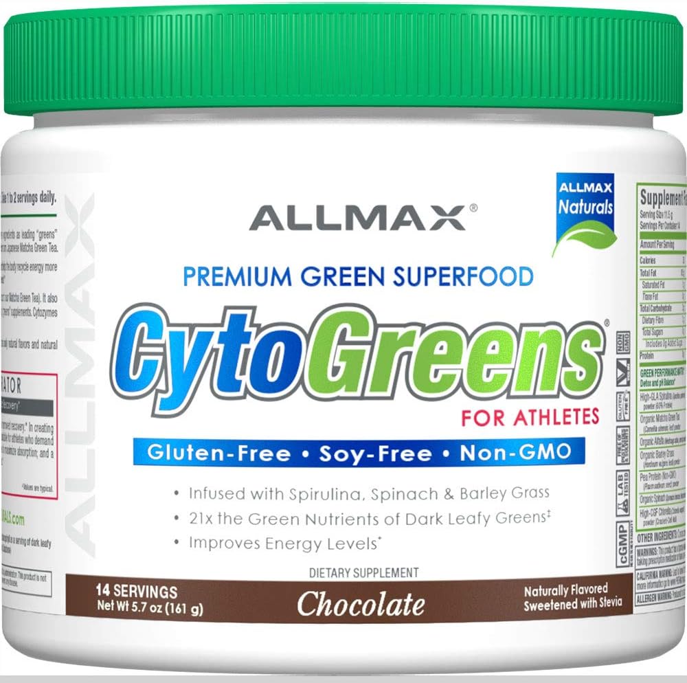 ALLMAX CytoGreens Super Greens Powder, Chocolate, 14 Servings - görsel 1