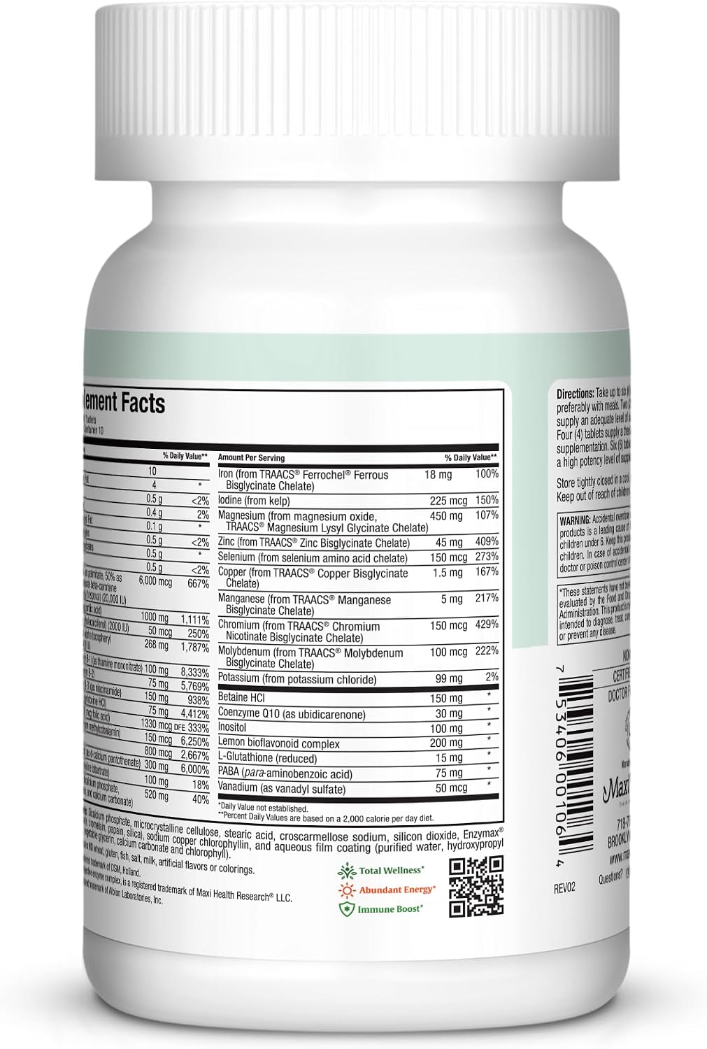 Maxi Health Supreme High Potency Daily Multivitamin with Minerals, CoQ10 & Antioxidants - görsel 3