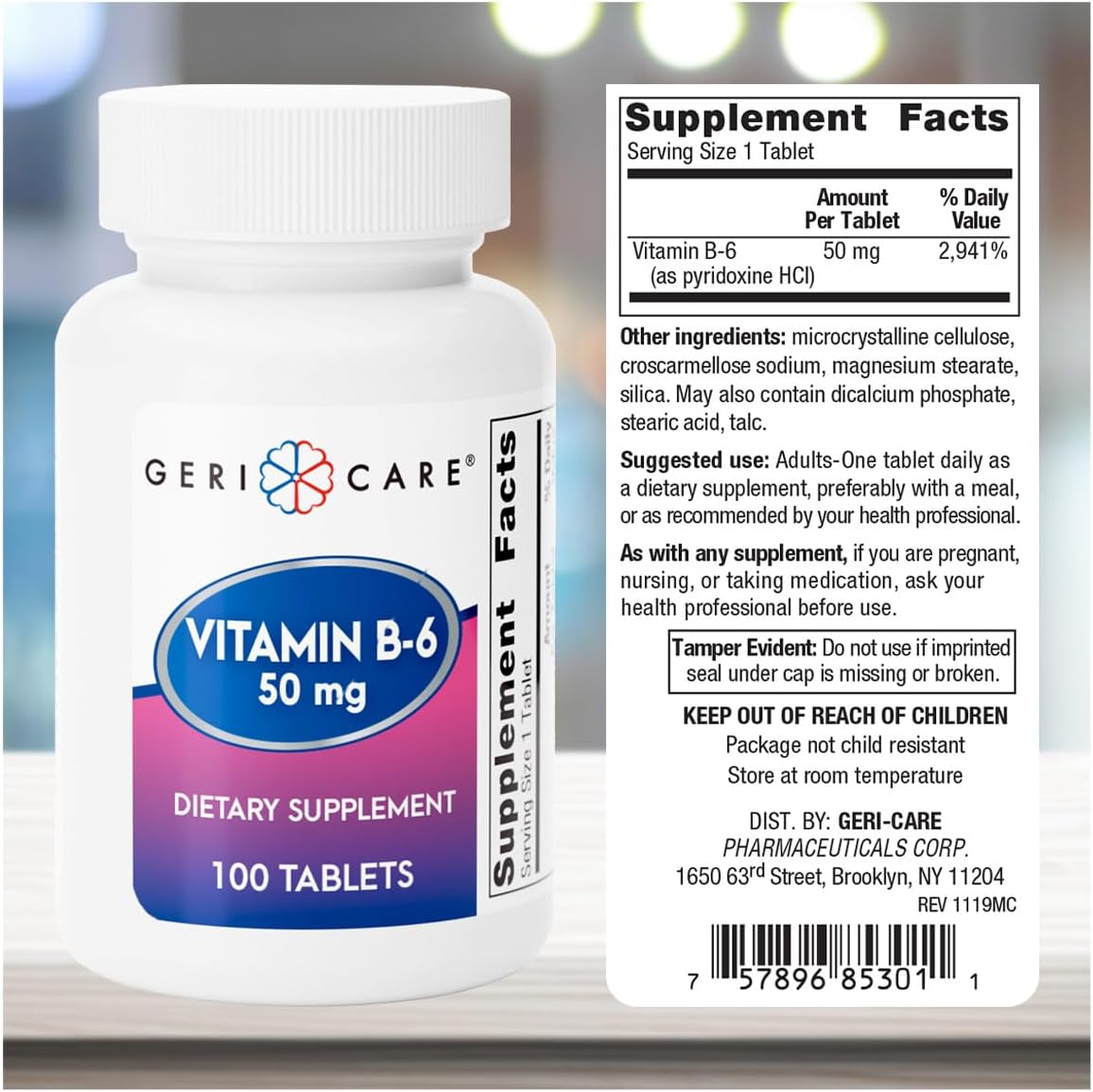 GeriCare Vitamin B-6 50mg, 100 Tablets – Brain and Nervous System Support - görsel 3