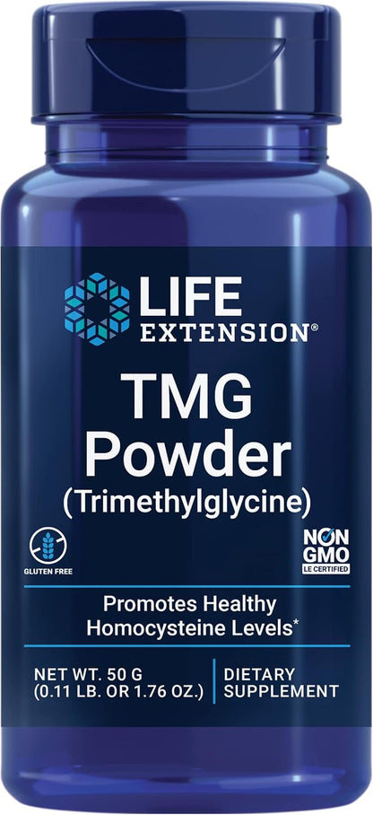 Life Extension TMG Powder – Trimethylglycine – Heart Health & Homocysteine Support – 50 g