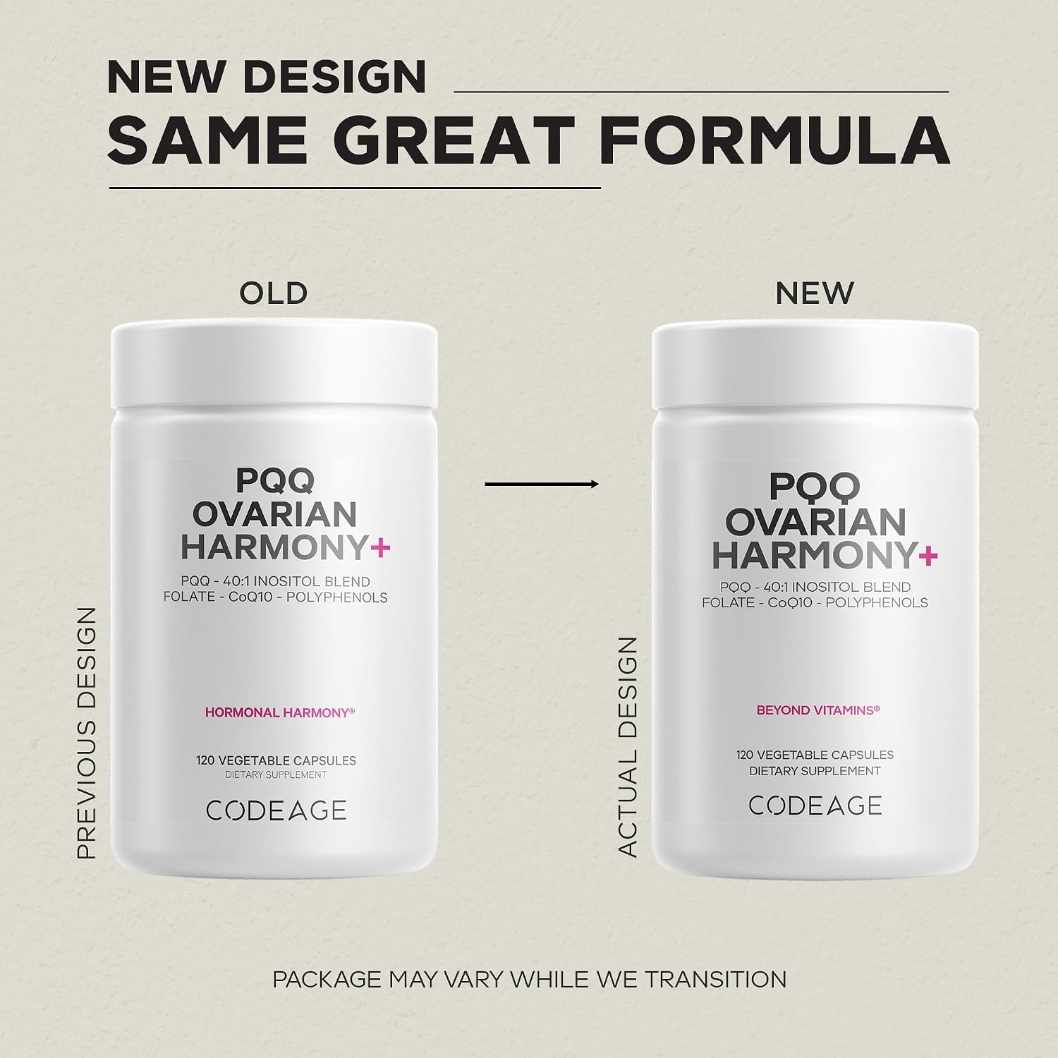 Codeage PQQ Ovarian Harmony+ Food Supplement - PQQ (Pyrroloquinoline Quinone), Myo-Inositol & D-Chiro-Inositol 40:1 Blend, Folate 5-MTHF, CoQ10, Wild Blueberry - Liposomal Delivery - Non-GMO - 120 Capsules - görsel 3