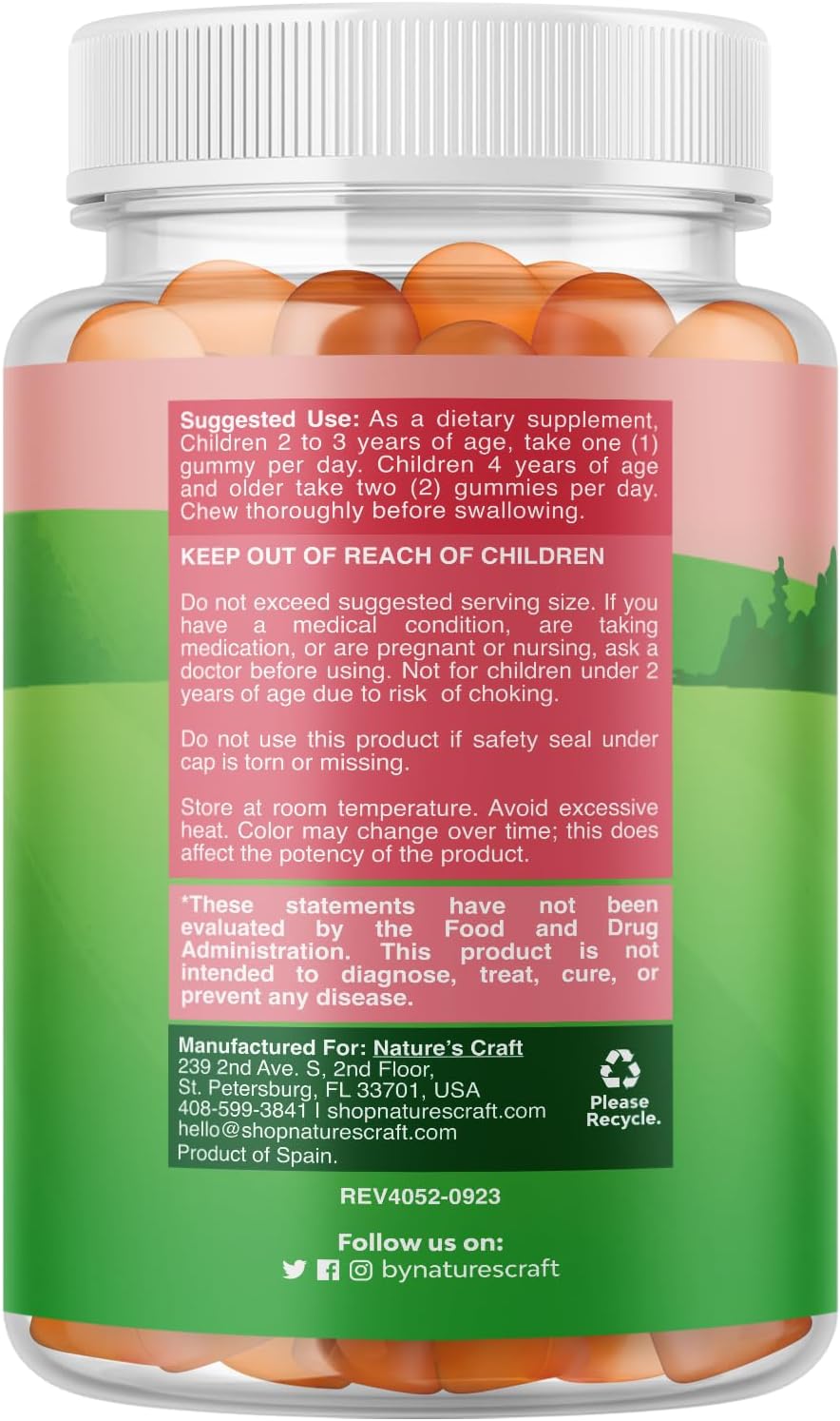 Natures Craft Kids Multivitamin Gummies - Vegan Multivitamin for Children 2+ with 14 Essential Vitamins and Minerals - 120 Count - görsel 9