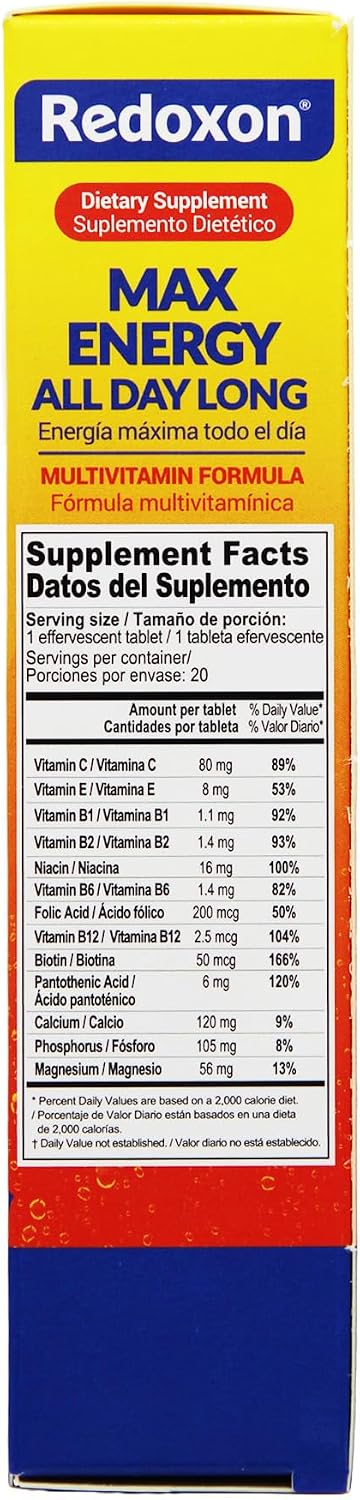 Redoxon Max Energy Effervescent Tablets, Citrus Flavour, 20 Tablets