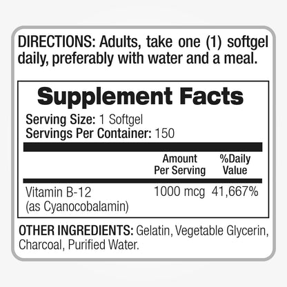 FITO MEDIC'S Lab Vitamin B12 Food Supplement - 150 Soft gel capsules