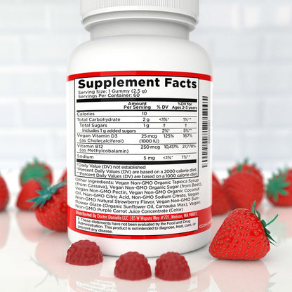 Dr. Danielle Vitamin D3 1000 IU and B12 250 mcg Gummies (60 Gummies)