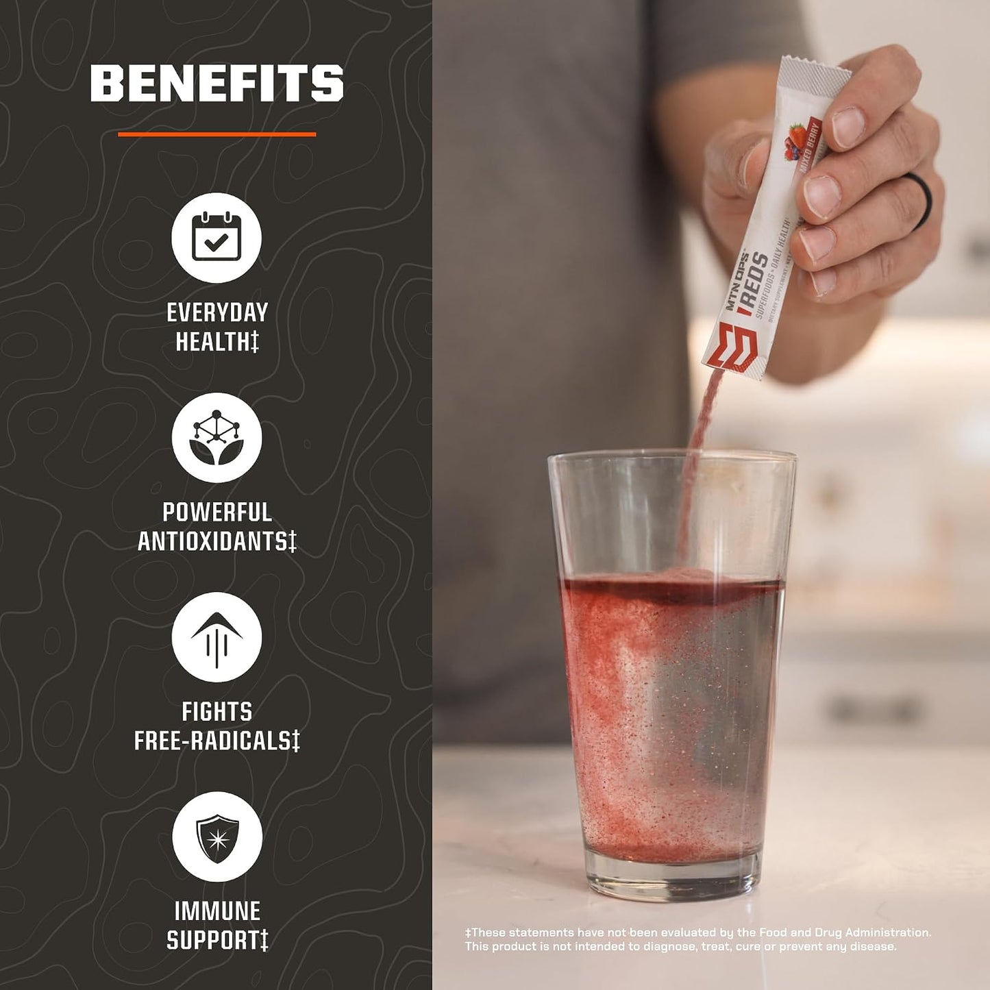 MTN OPS Reds Super Reds Antioxidant Drink Powder – 30 Stick Packs - görsel 3