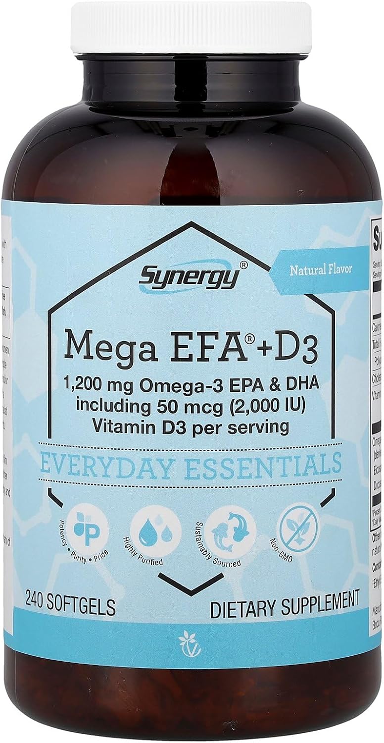 Vitacost Synergy Mega EFA + D3, 240 Softgels - görsel 1
