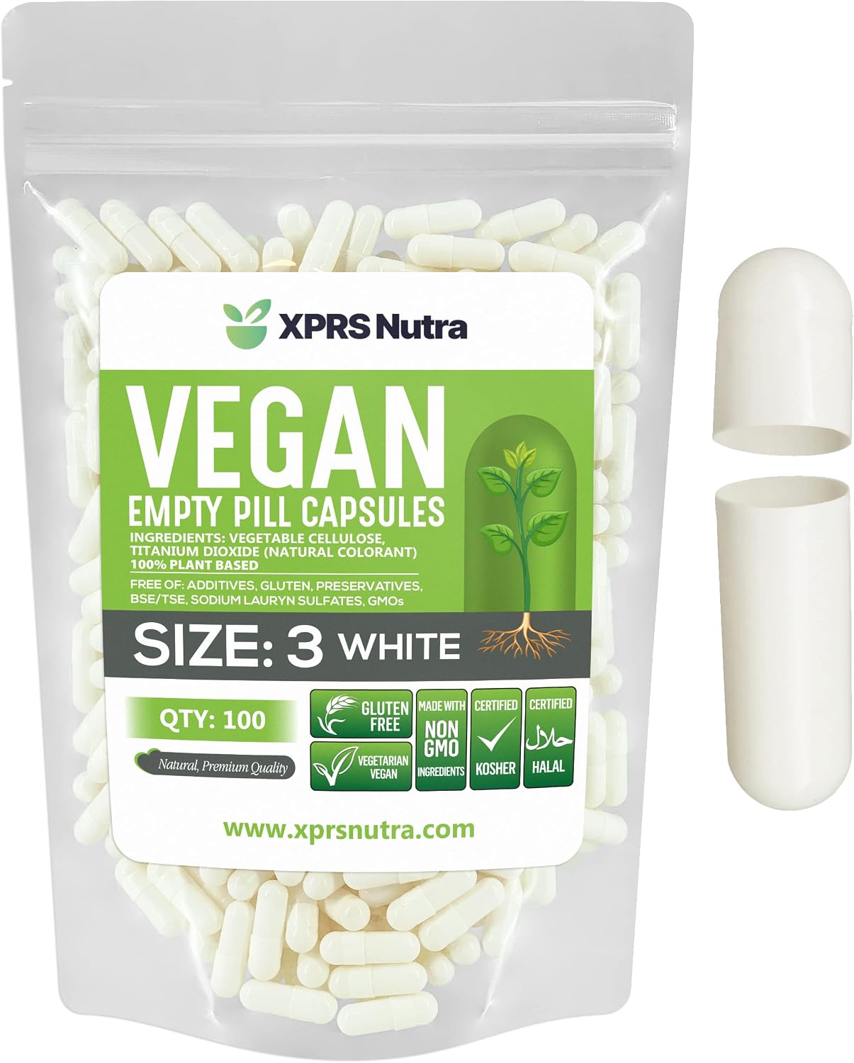XPRS Nutra Size 3 Empty Capsules - 1000 Count Vegan HPMC Vegetable Capsules (Purple Carrot) - görsel 7