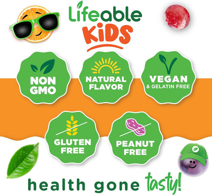 Lifeable Vitamin B Complex for Kids with Vitamin C – Vegan B Complex Gummies – Energy and Nerve Support – 90 Gummies